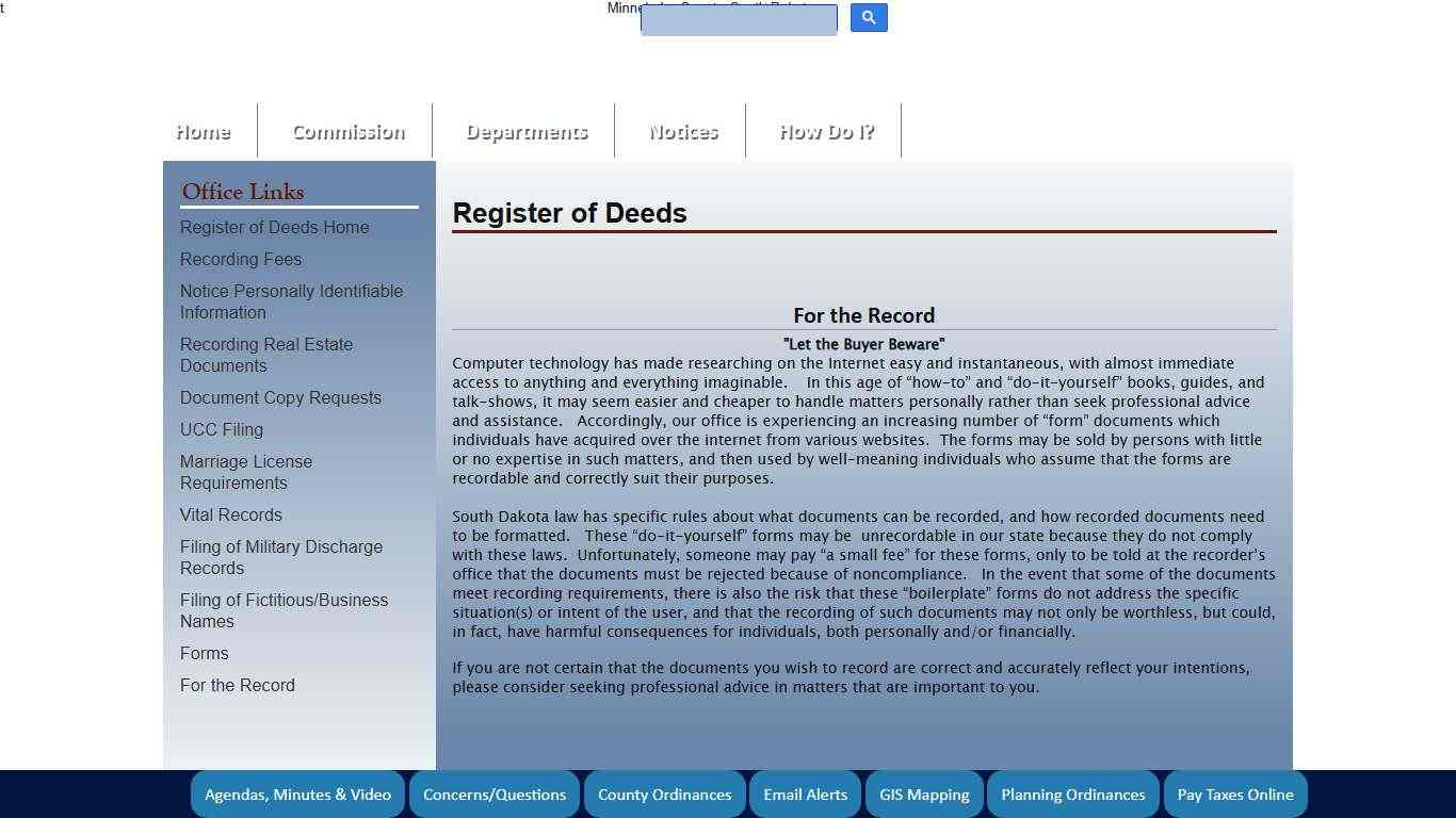 Minnehaha County, South Dakota Official Website - Register of Deeds