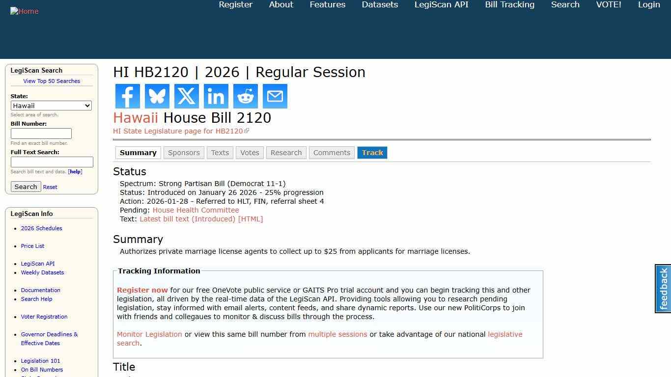 HI HB2120 2026 Regular Session LegiScan
