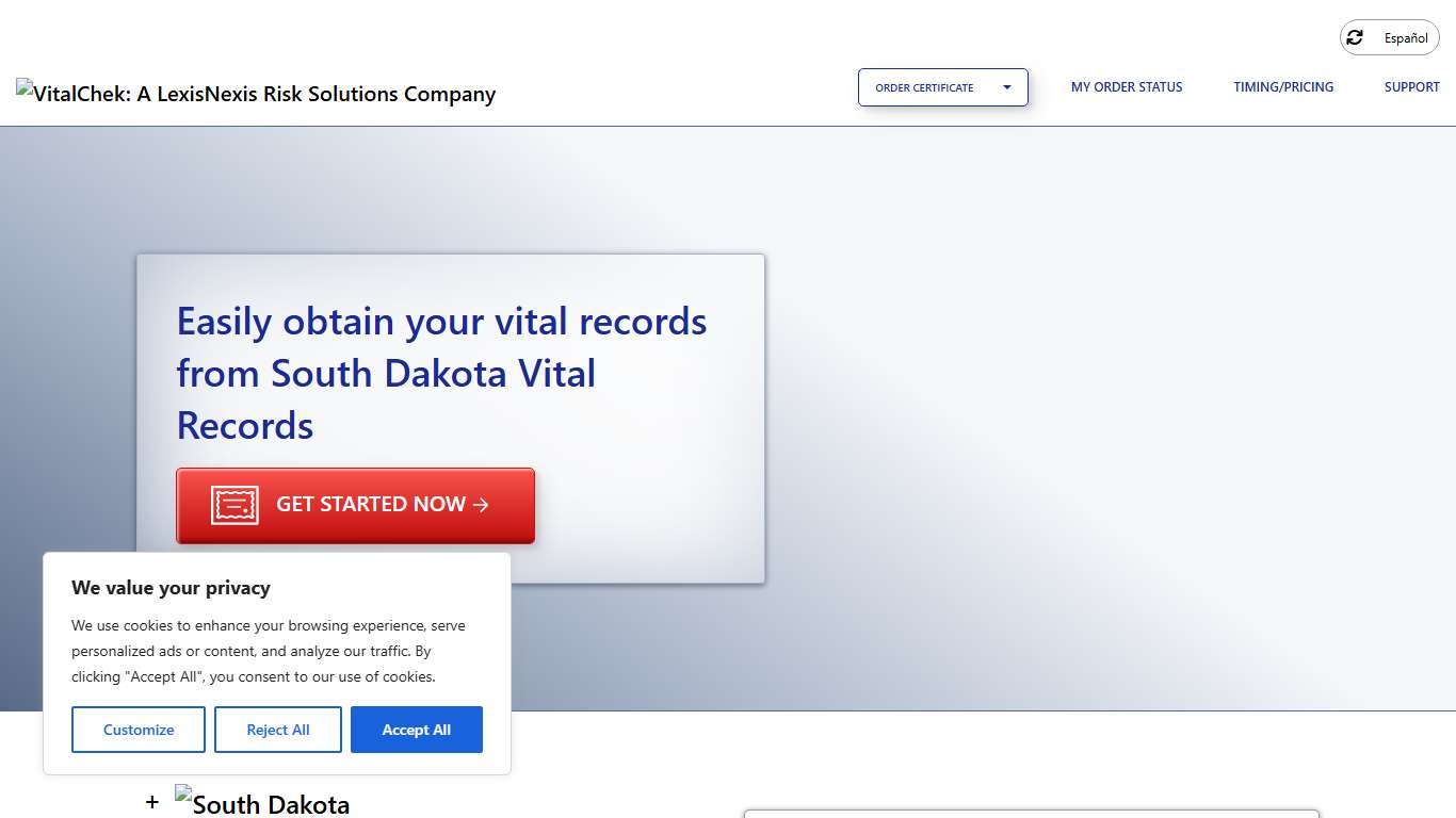 South Dakota Vital Records (SD) Order Certificates - VitalChek